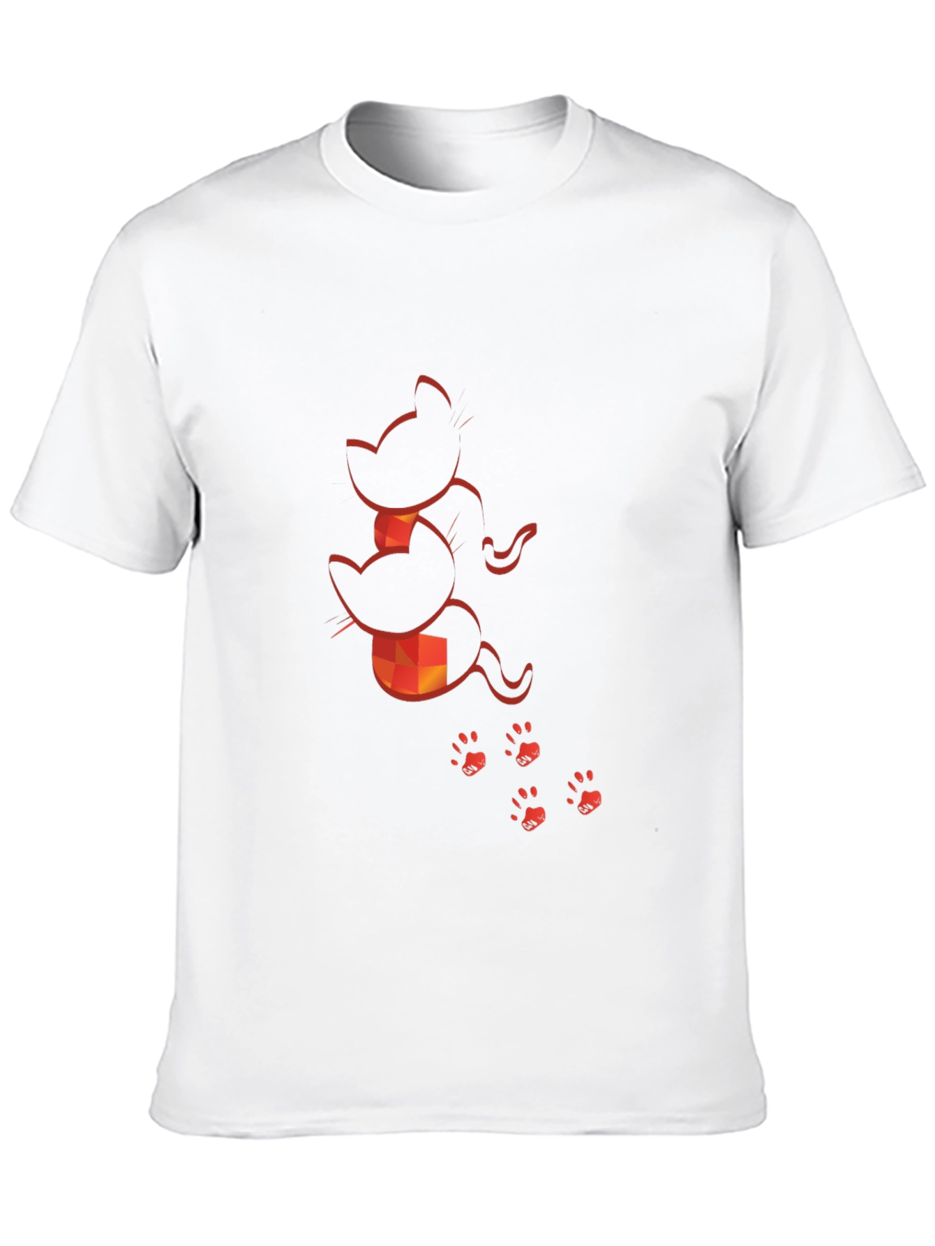 Camiseta Negra con Diseño de Gatos Naranja