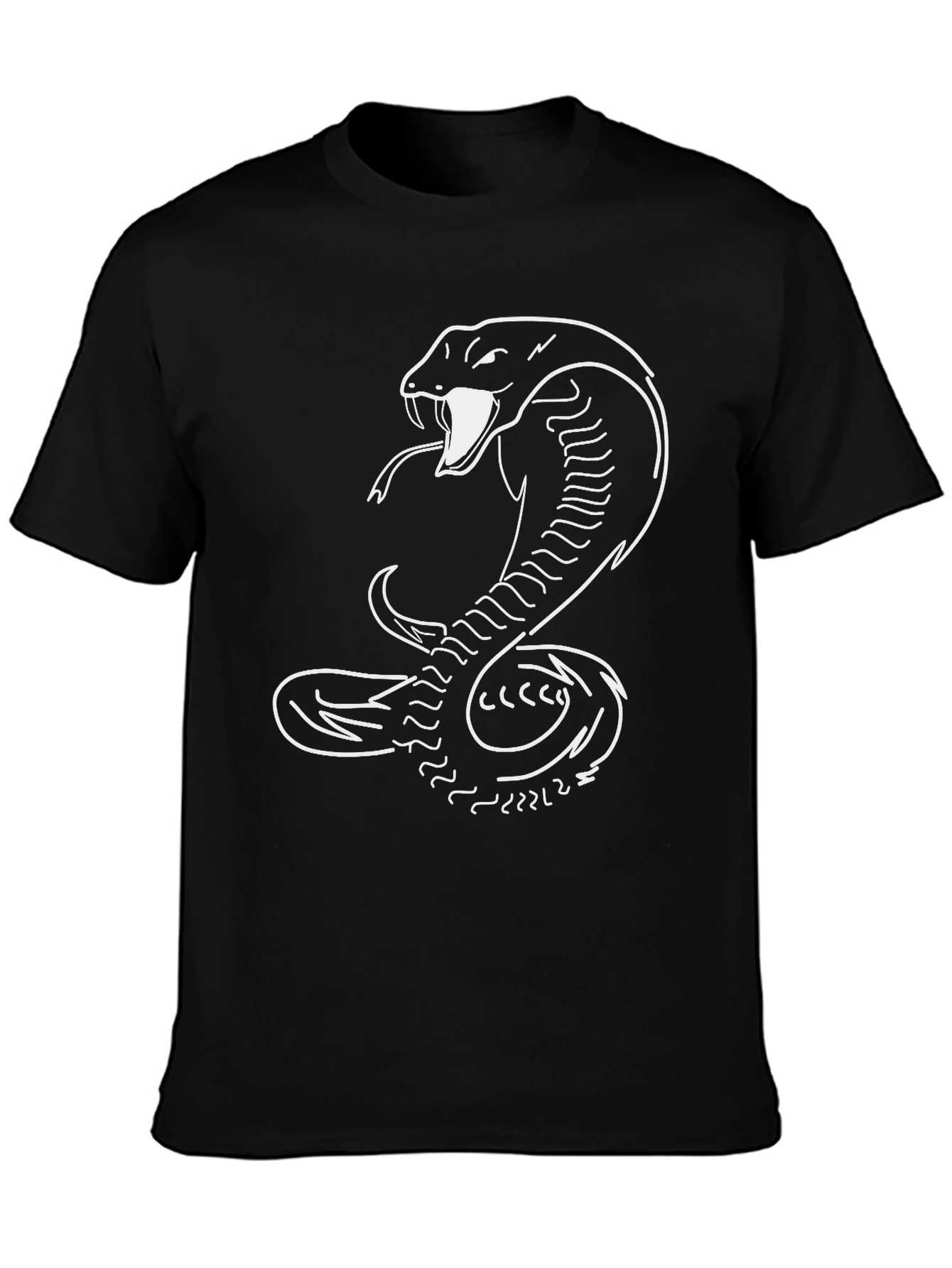 Camiseta Negra con Estampado de Cobra Blanca