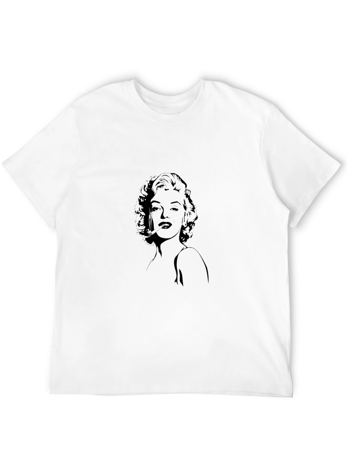 Camiseta Negra con Diseño de Marilyn Monroe Fumando