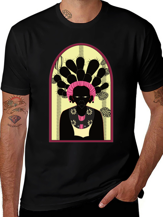 Camiseta Negra con Diseño Artístico Abstracto