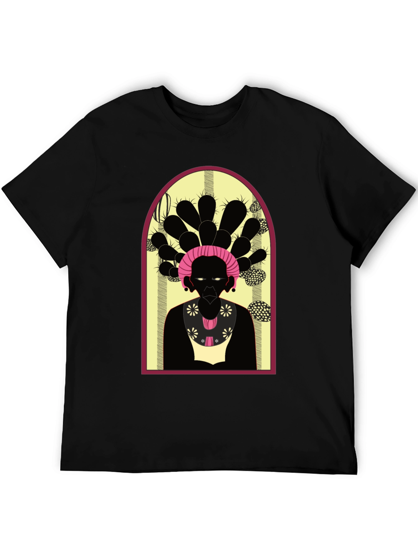 Camiseta Negra con Diseño Artístico Abstracto