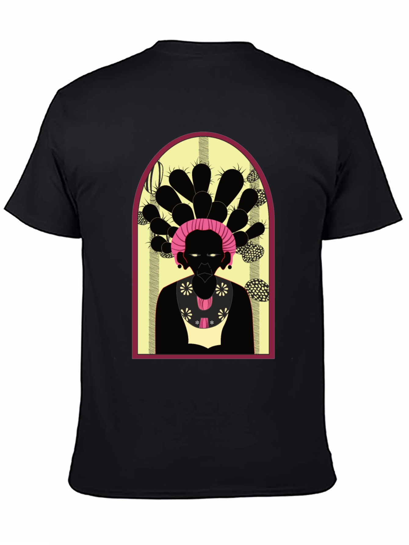 Camiseta Negra con Diseño Artístico Abstracto