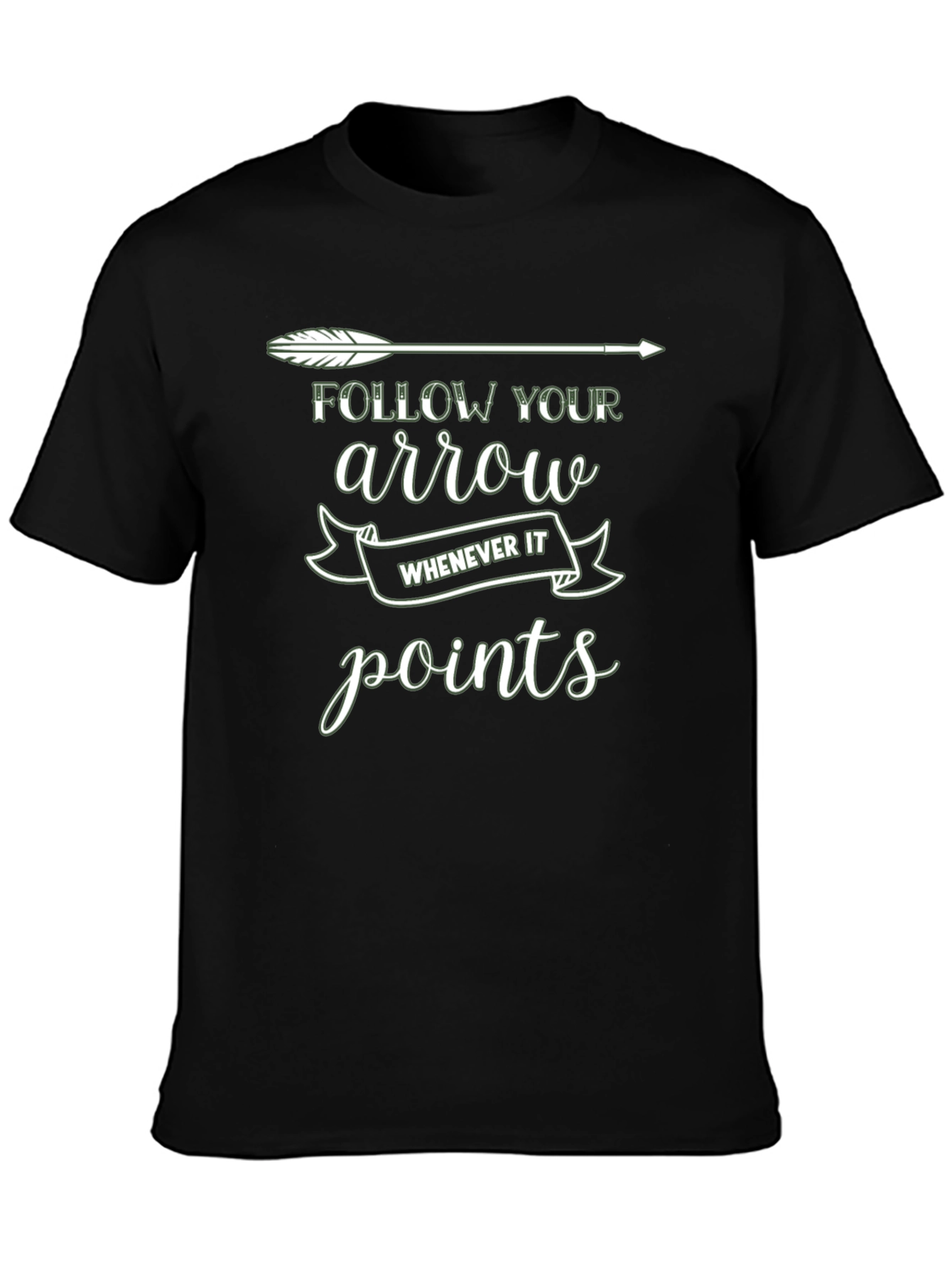 Camiseta Negra con Diseño de Flecha Inspirador