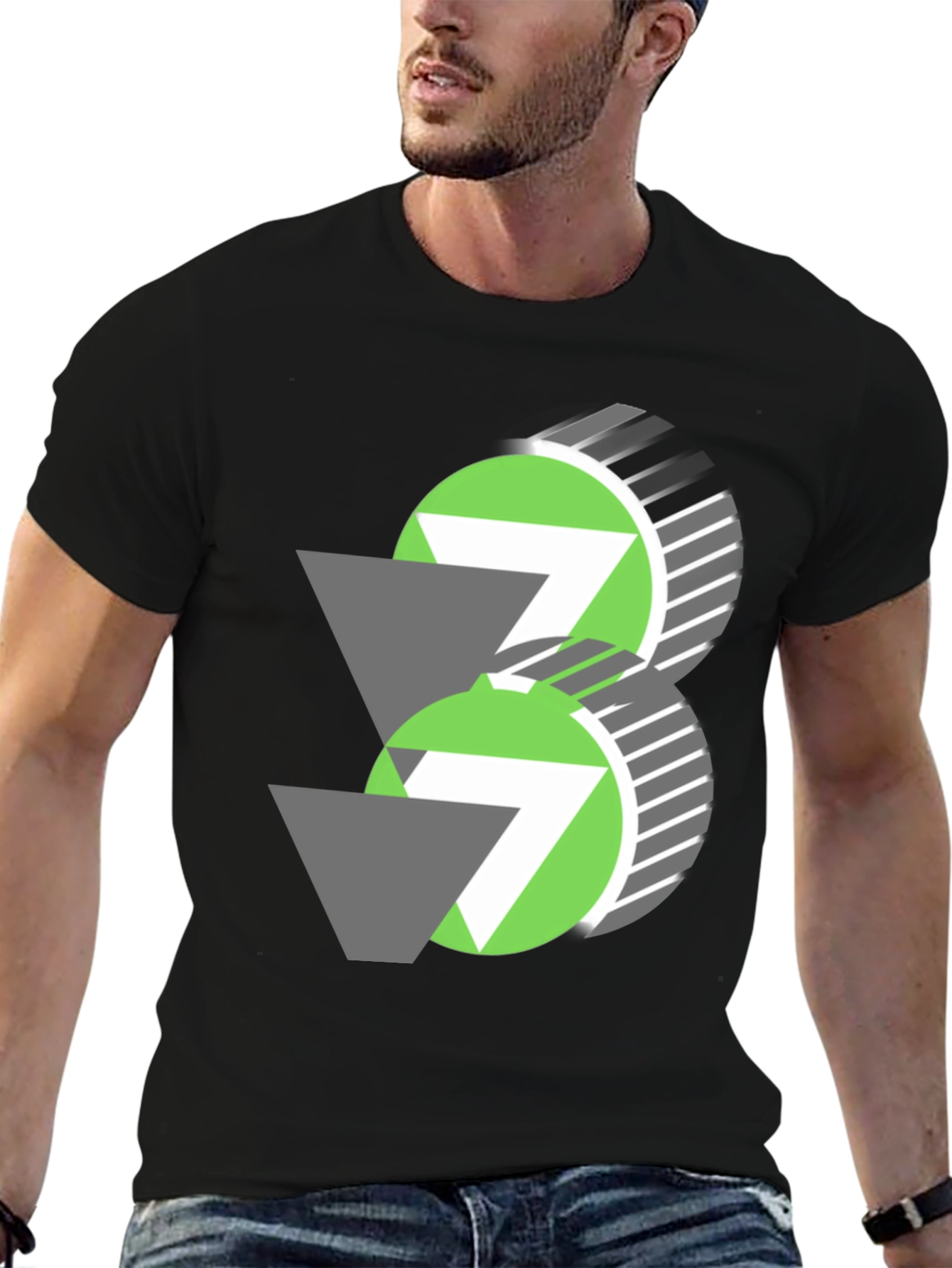 Camiseta Negra con Diseño Abstracto Moderno