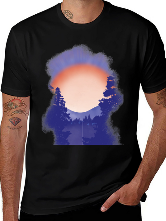 Camiseta Gráfica Hombre - Atardecer en el Bosque