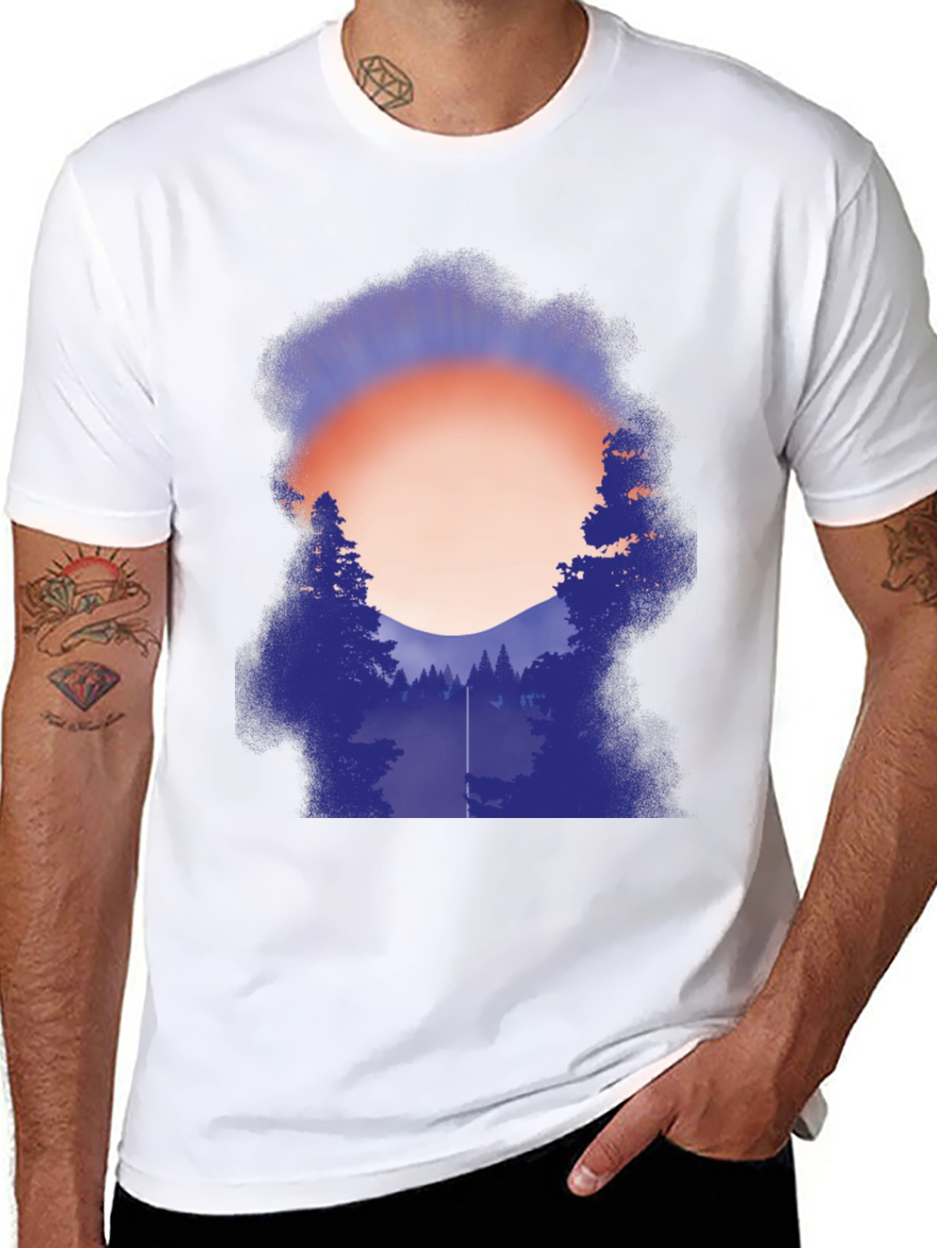 Camiseta Gráfica Hombre - Atardecer en el Bosque