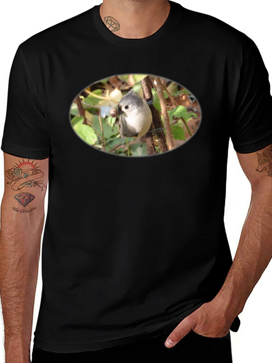 Camiseta Negra con Diseño de Ave Silvestre