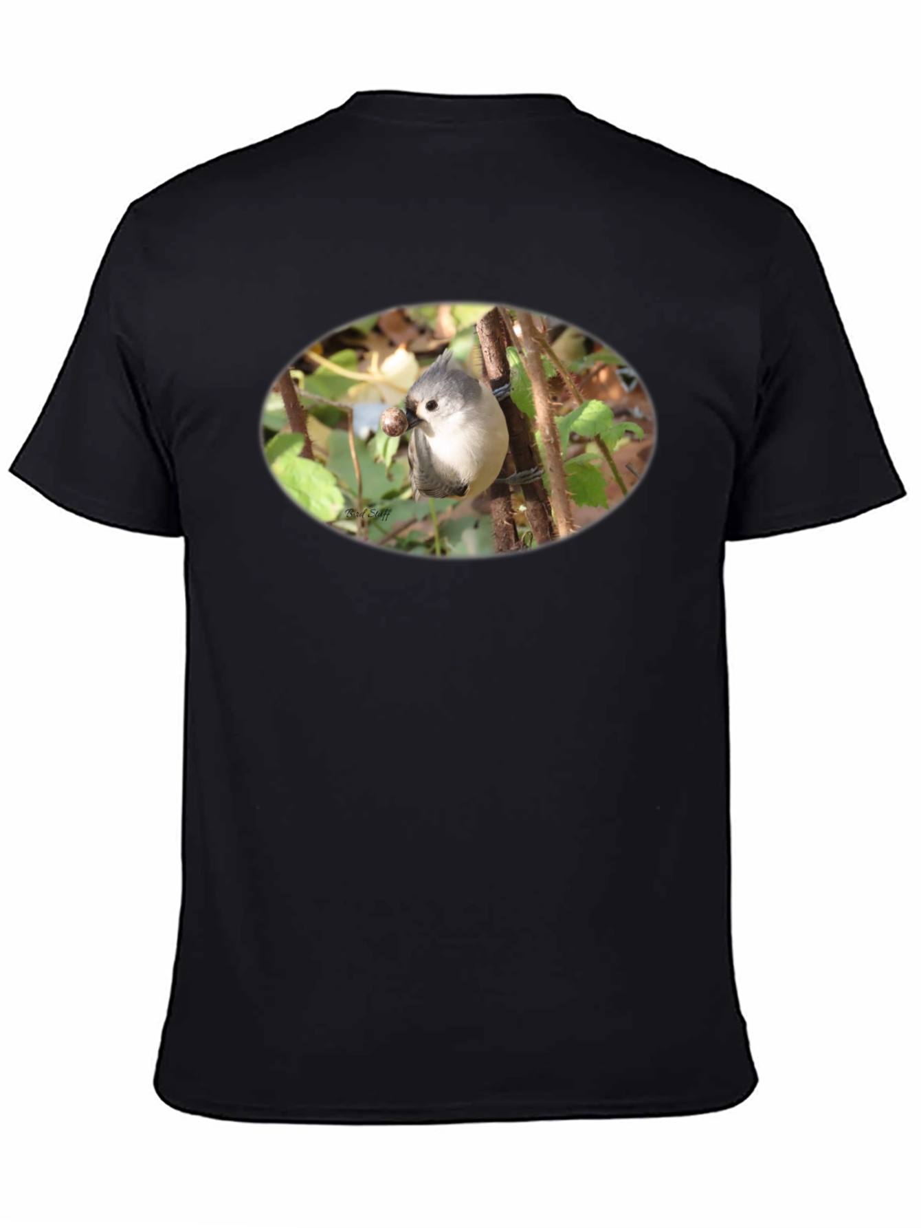Camiseta Negra con Diseño de Ave Silvestre
