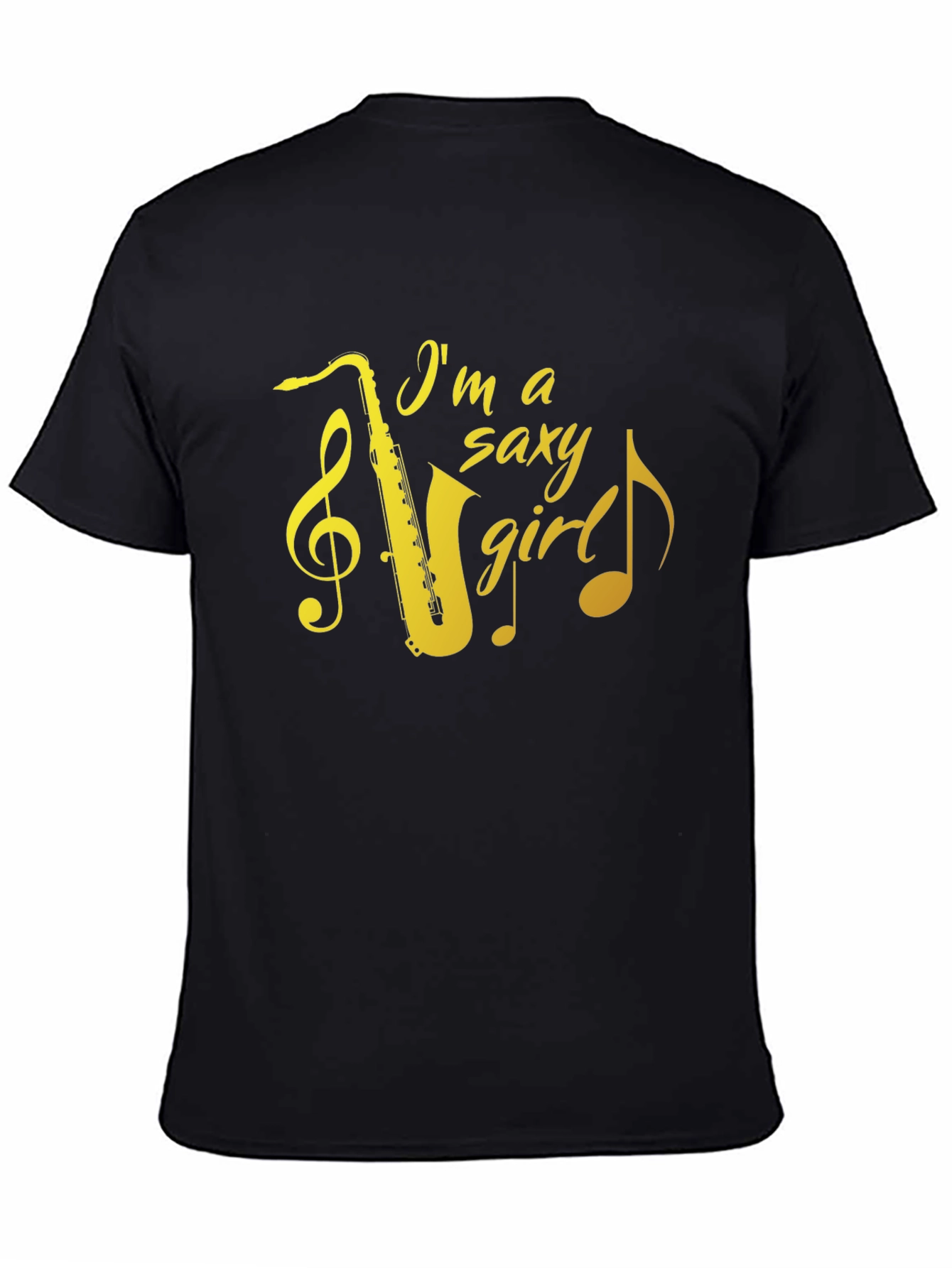Camiseta Negra Saxy Girl con Saxofón