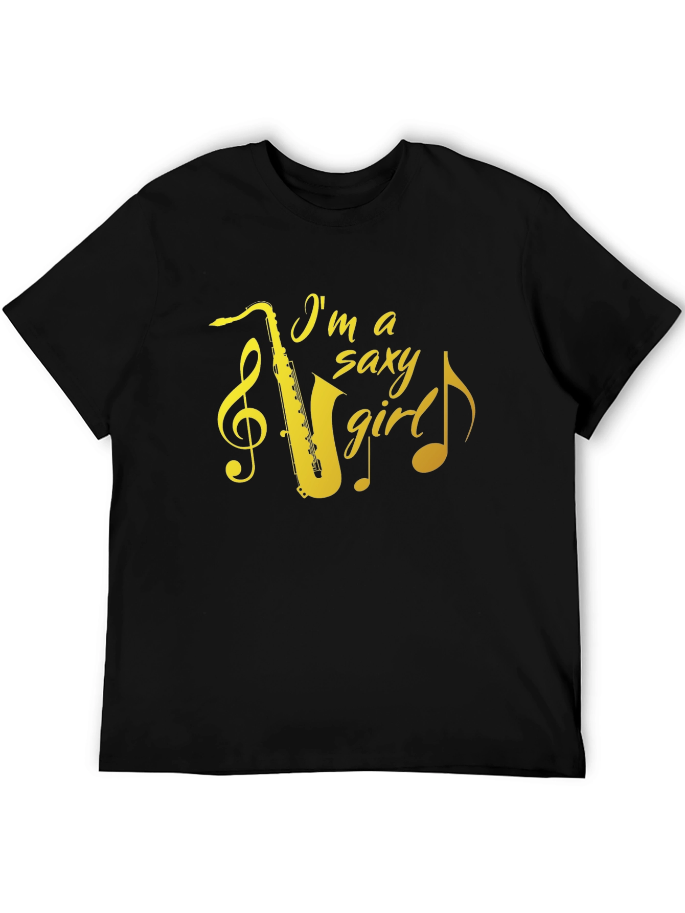 Camiseta Negra Saxy Girl con Saxofón