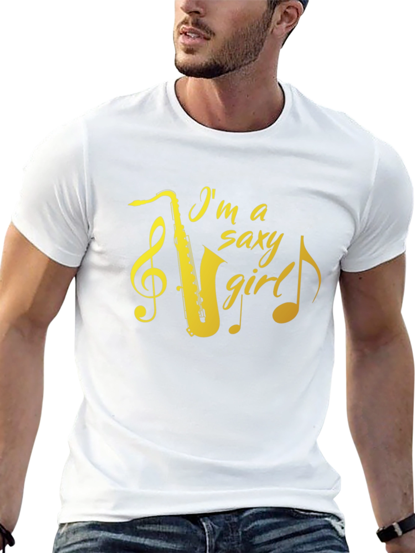 Camiseta Negra Saxy Girl con Saxofón