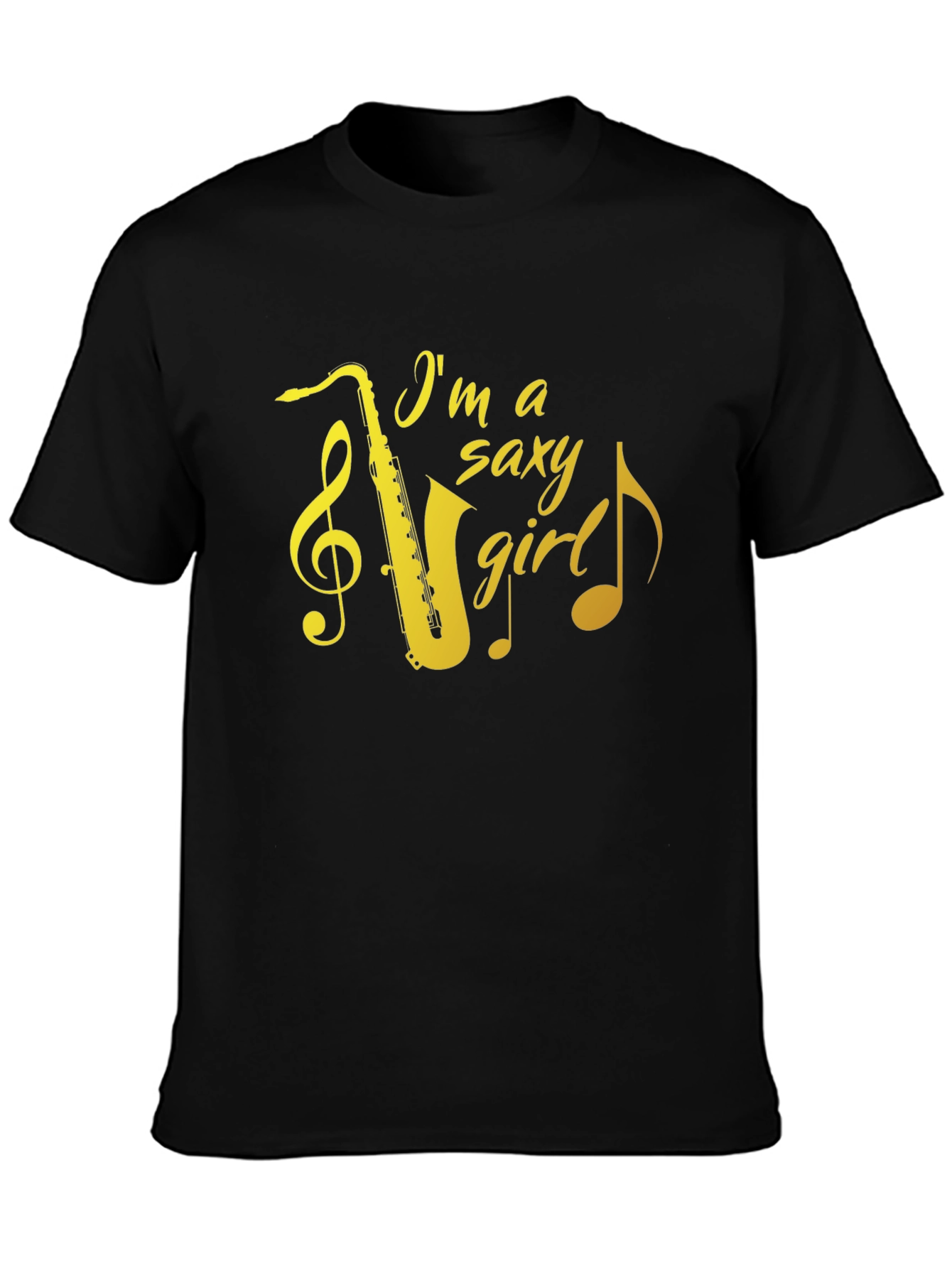 Camiseta Negra Saxy Girl con Saxofón