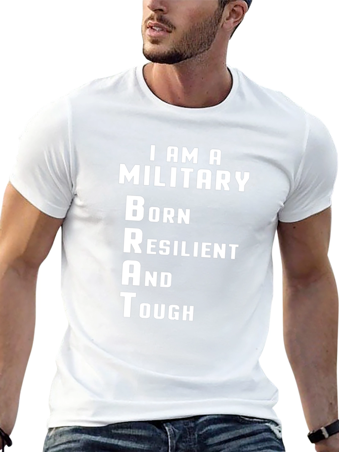 Camiseta Negra Militar BRAT: Nacido Resistente y Fuerte