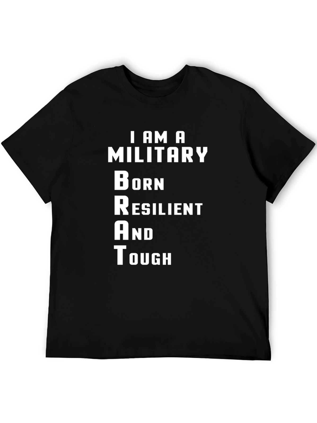 Camiseta Negra Militar BRAT: Nacido Resistente y Fuerte