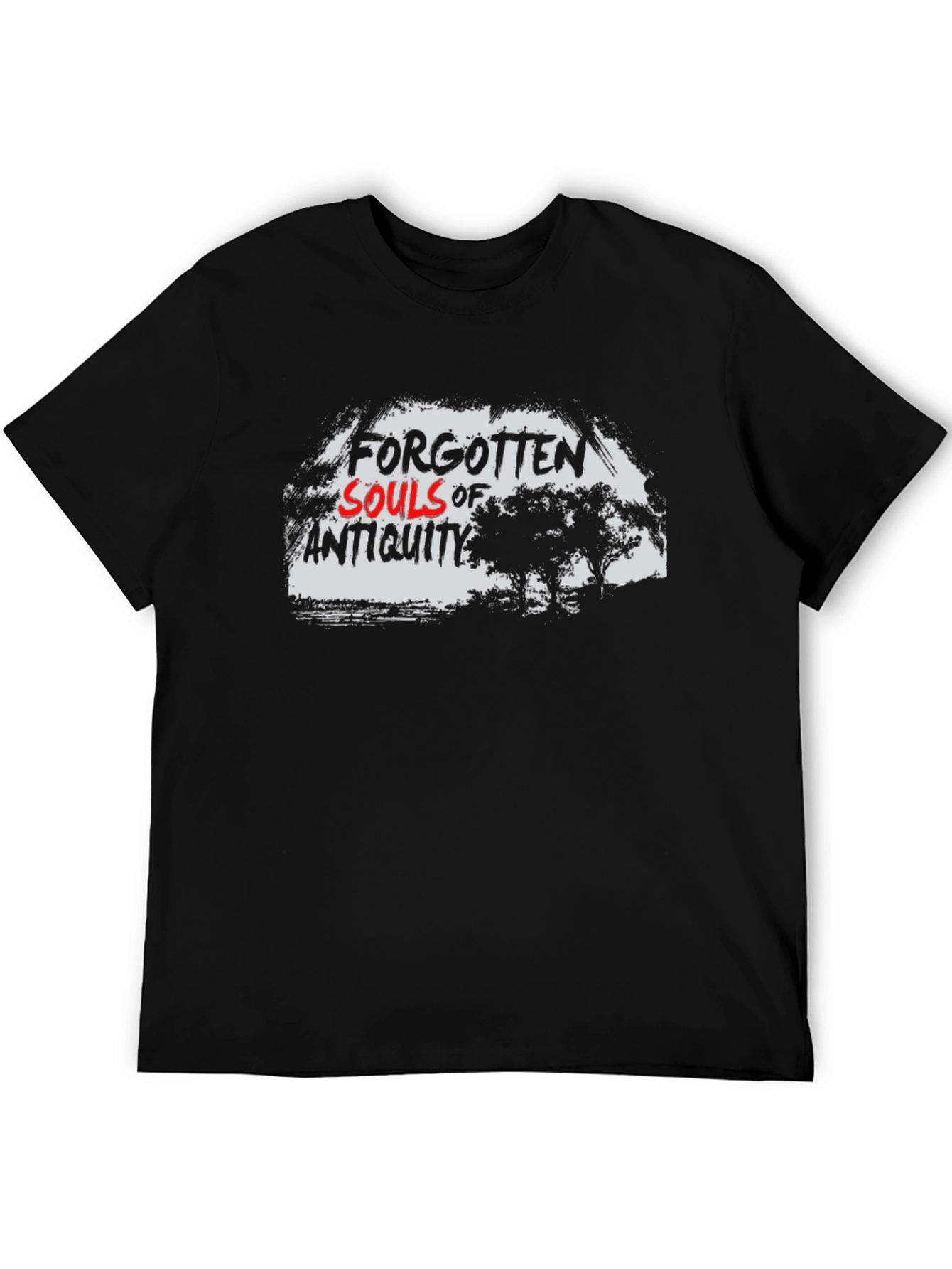 Camiseta Negra con Diseño Almas Olvidadas de la Antigüedad