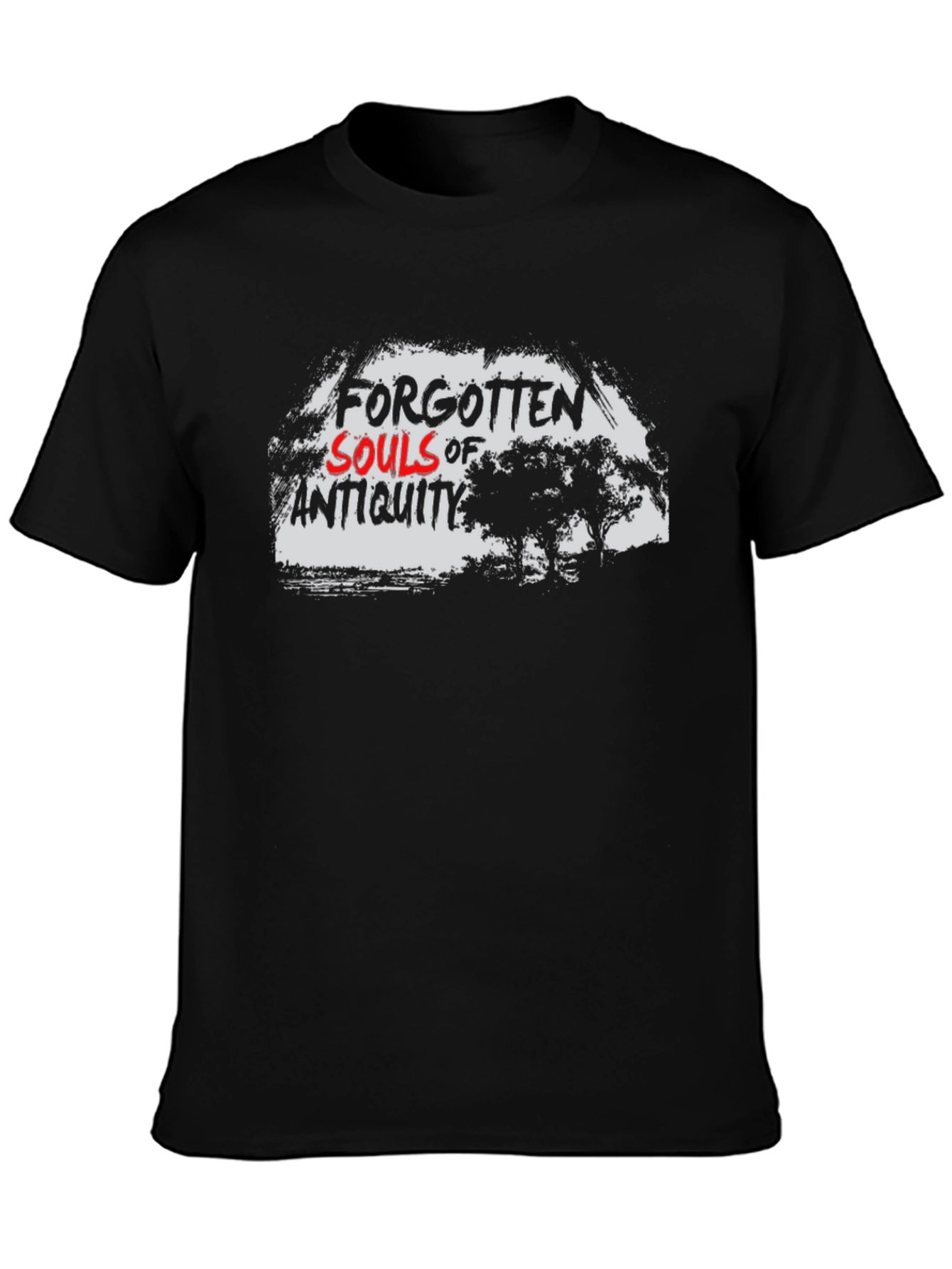 Camiseta Negra con Diseño Almas Olvidadas de la Antigüedad
