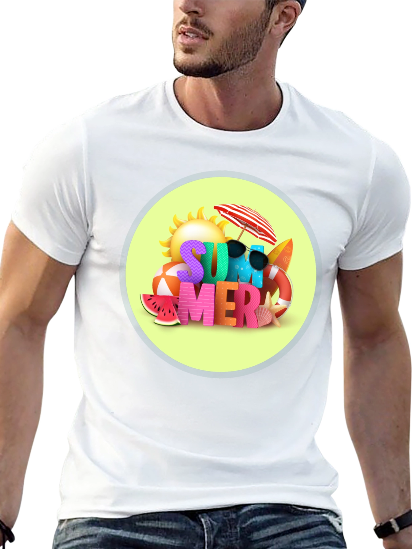 Camiseta Negra Estampado Verano