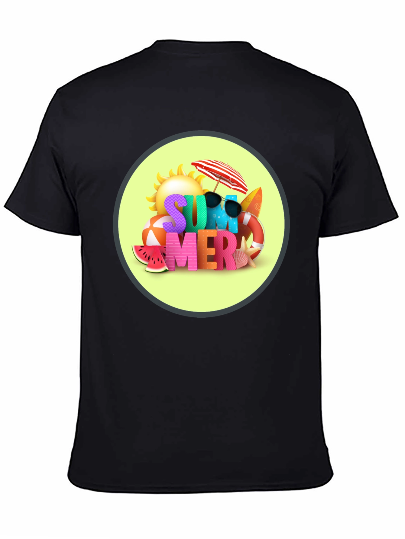 Camiseta Negra Estampado Verano