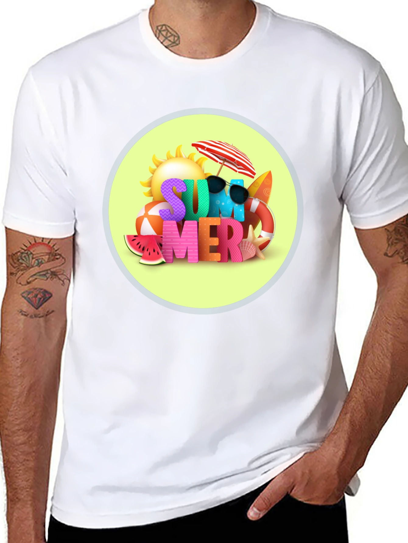 Camiseta Negra Estampado Verano