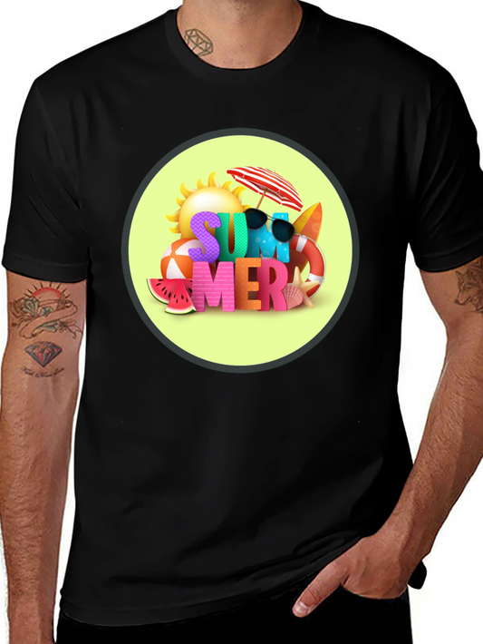 Camiseta Negra Estampado Verano