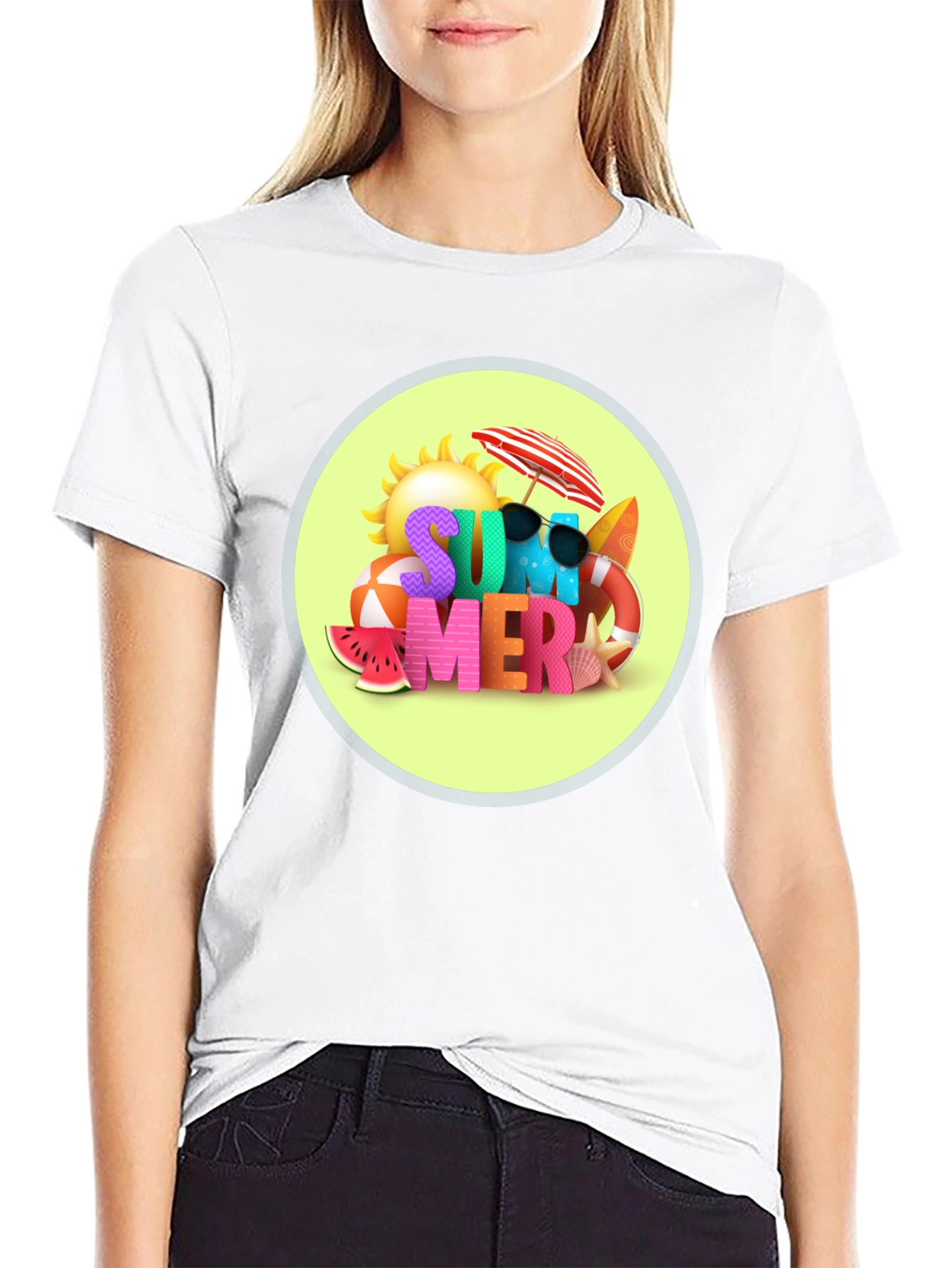 Camiseta Negra Estampado Verano