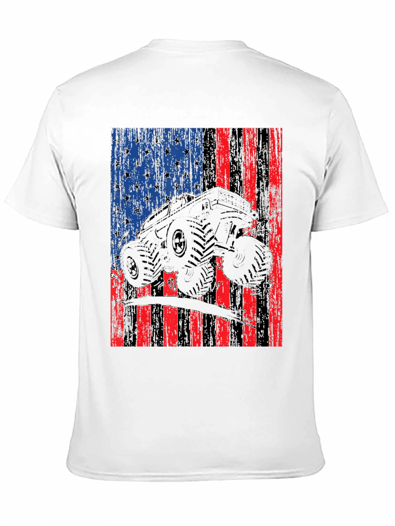 Camiseta Negra con Diseño de Bandera Americana y Camioneta