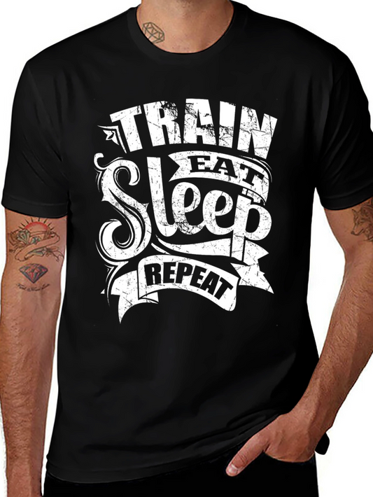 Camiseta Negra Hombre: Entrena Come Duerme Repite