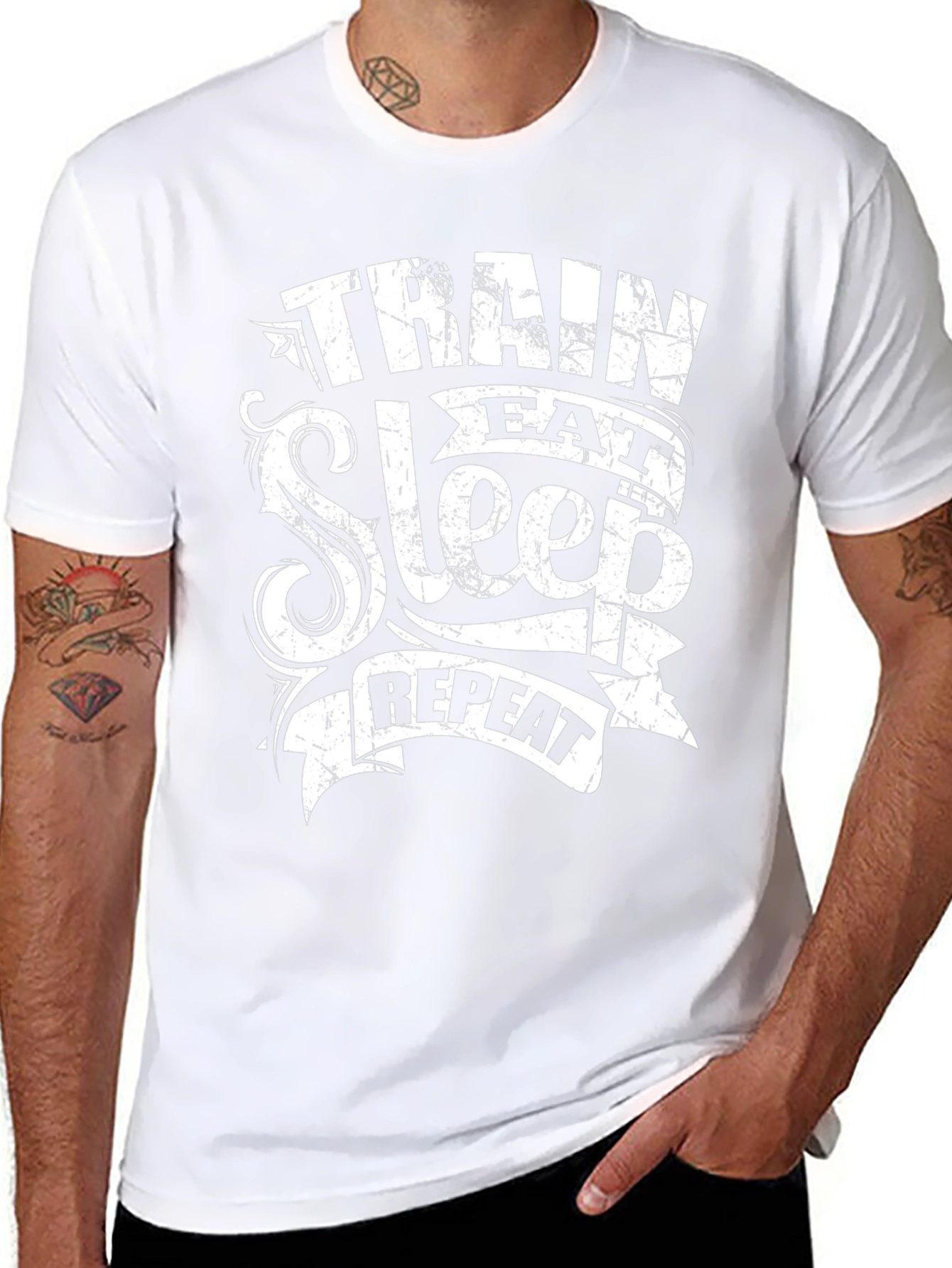 Camiseta Negra Hombre: Entrena Come Duerme Repite