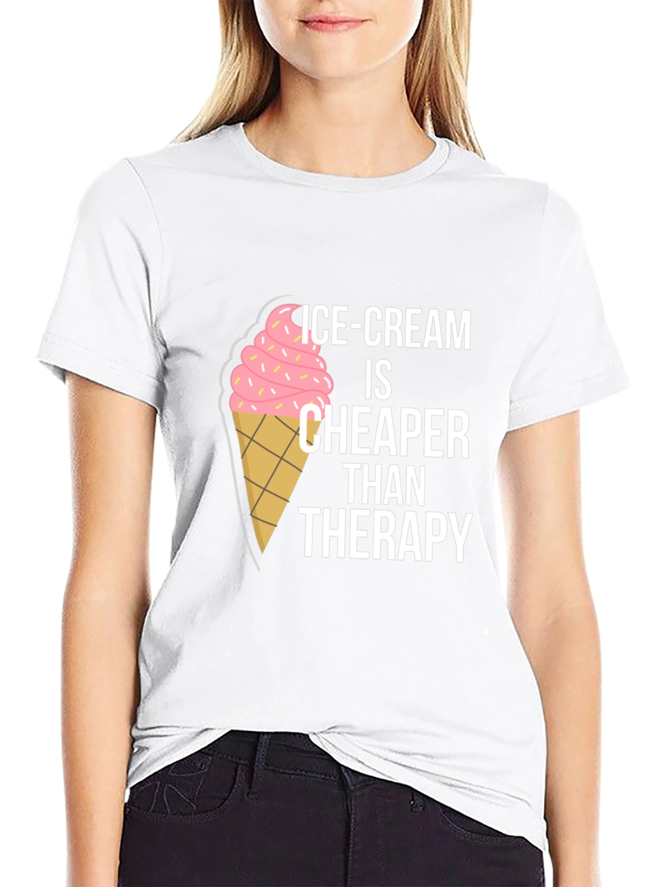 Camiseta Negra con Diseño Helado - Terapia Económica