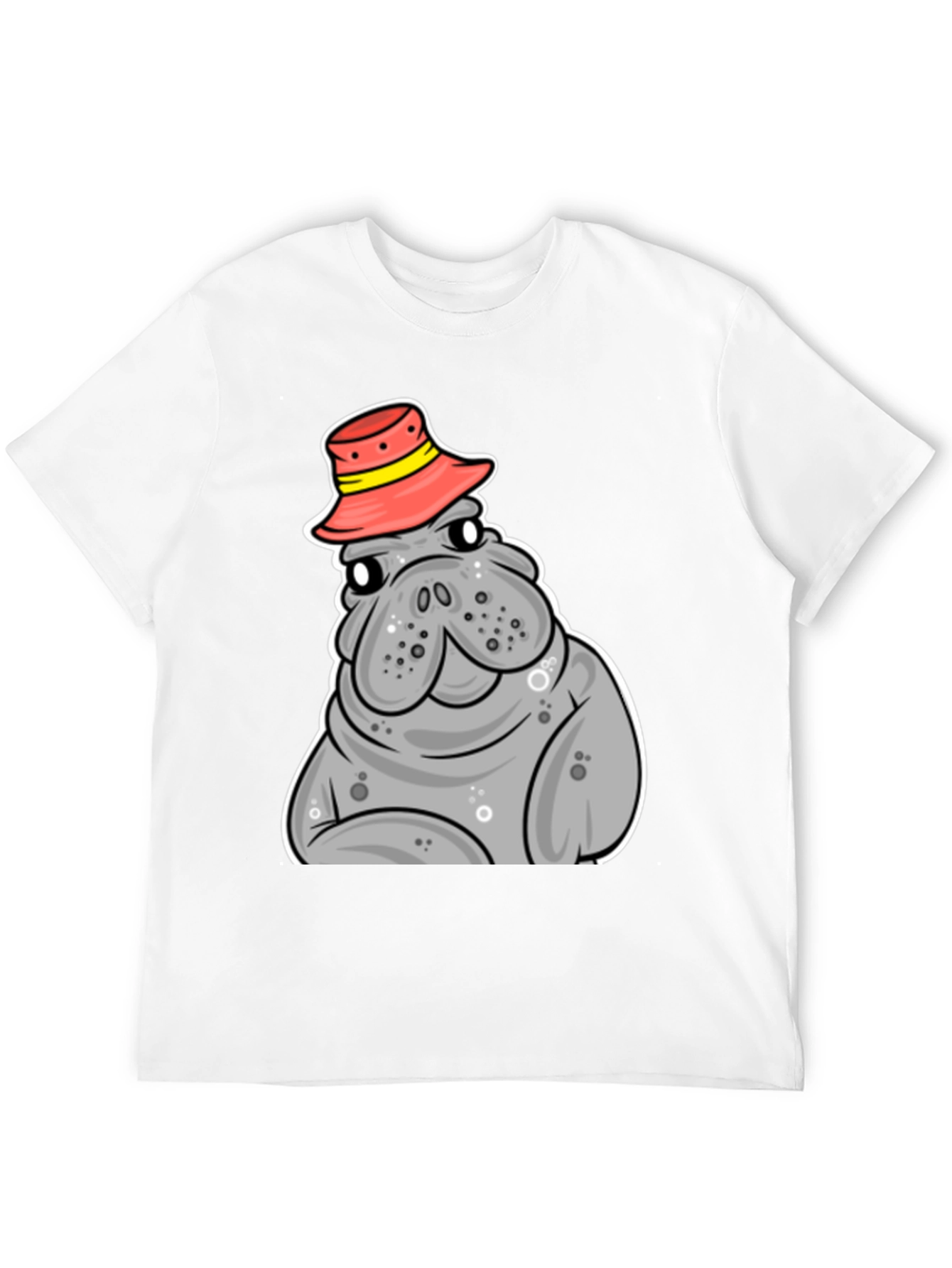 Camiseta Negra con Manatí con Sombrero