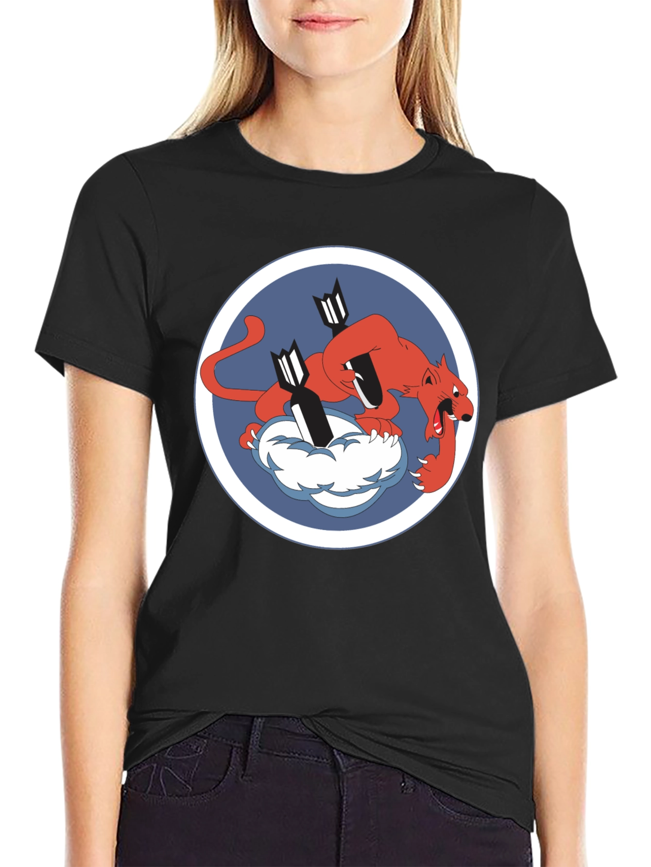 Camiseta Negra con Diseño de Tigre Bombardero