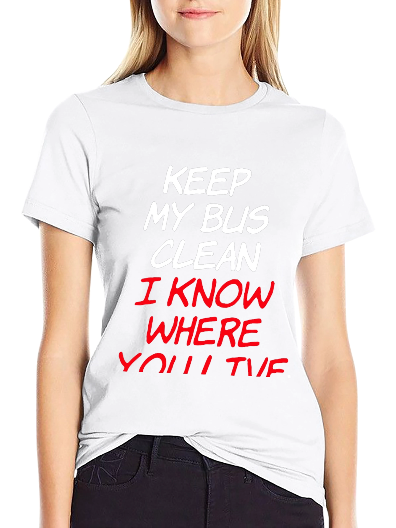 Camiseta Negra con Mensaje Mantén Mi Bus Limpio