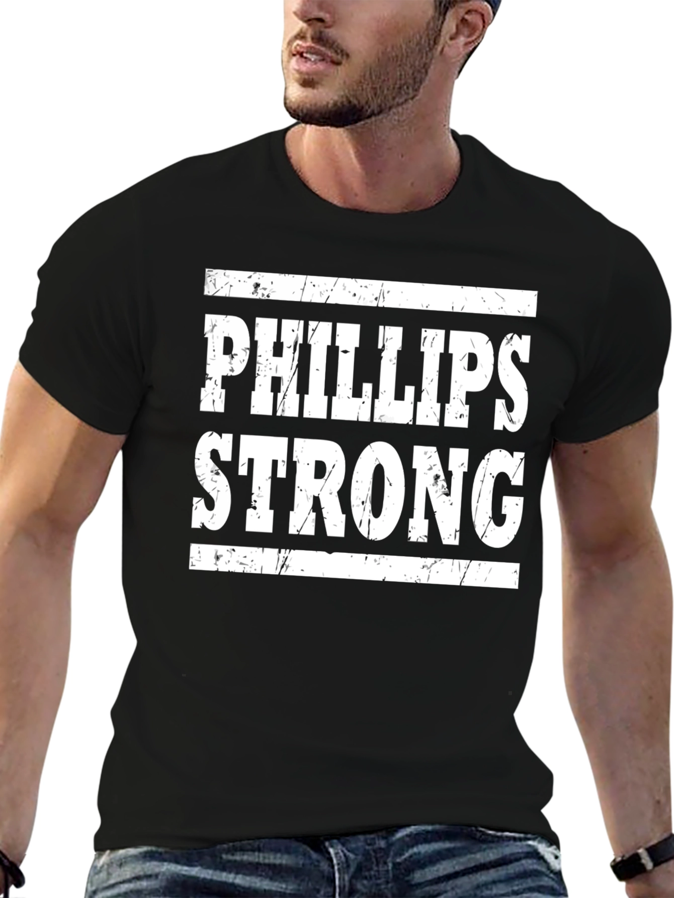 Camiseta Negra Phillips Strong con Diseño Texturizado