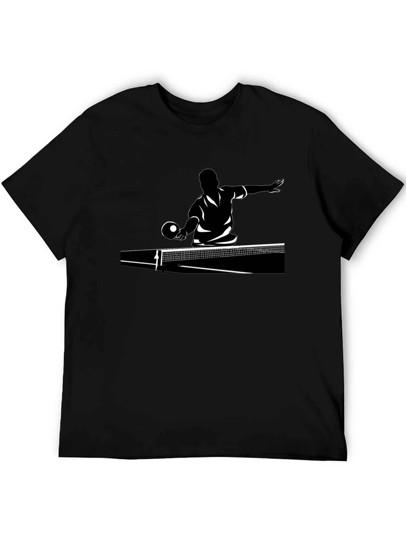 Camiseta Negra con Diseño de Tenis de Mesa