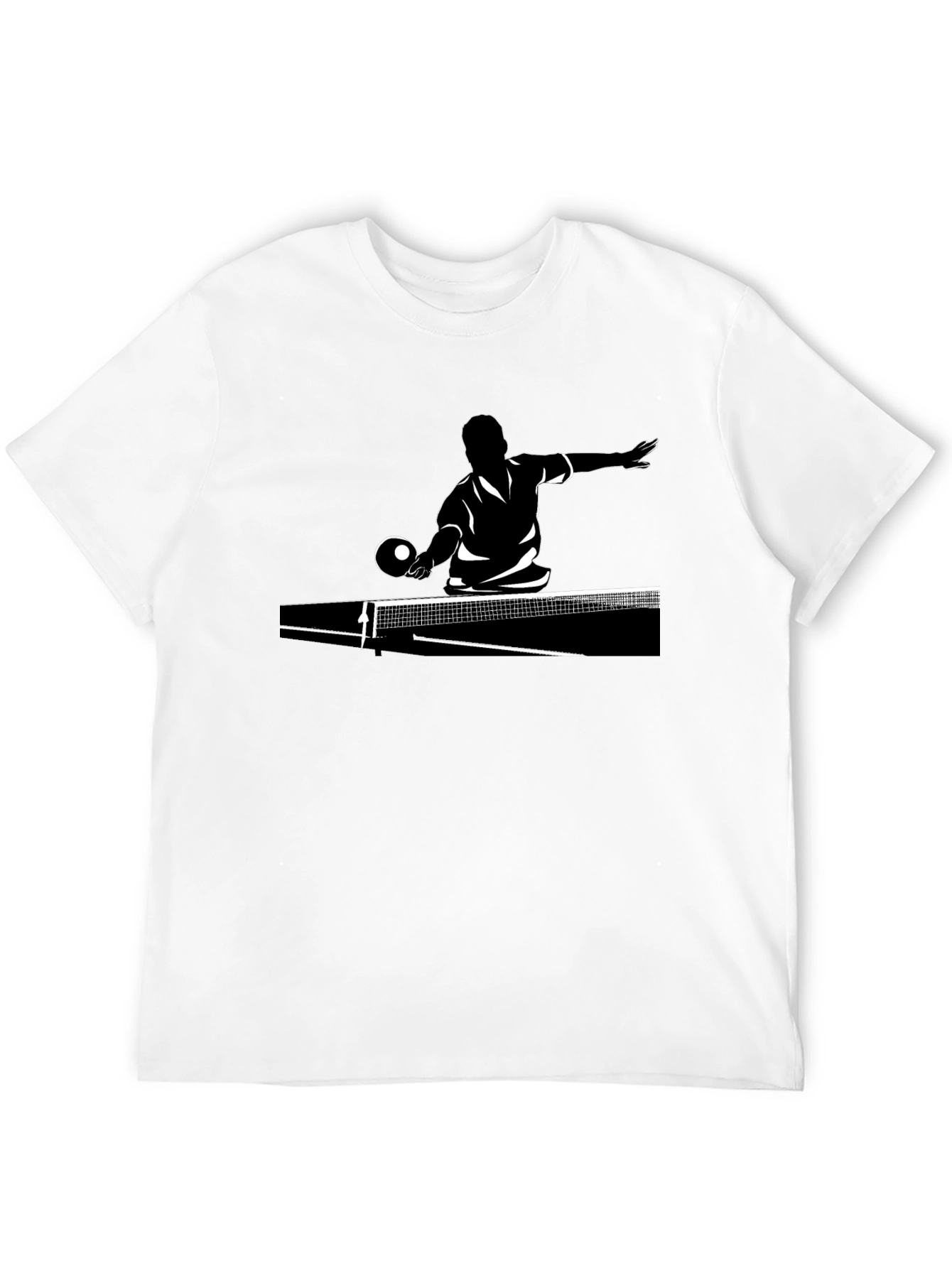 Camiseta Negra con Diseño de Tenis de Mesa