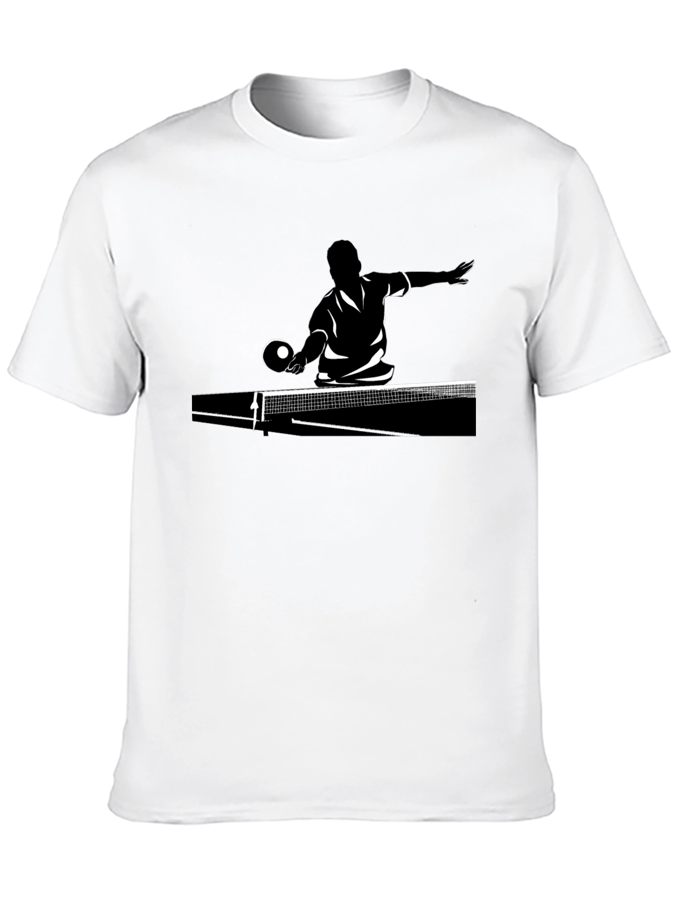 Camiseta Negra con Diseño de Tenis de Mesa