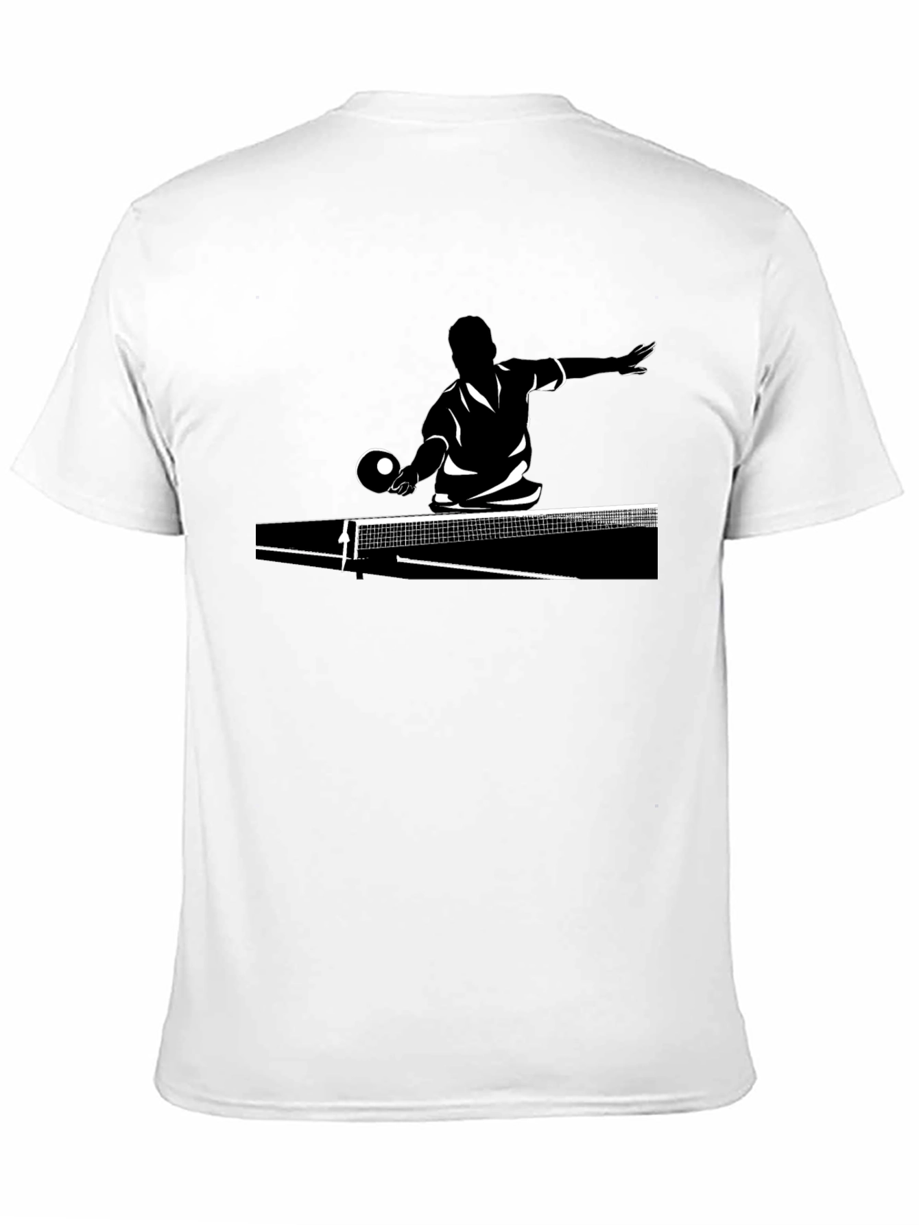 Camiseta Negra con Diseño de Tenis de Mesa