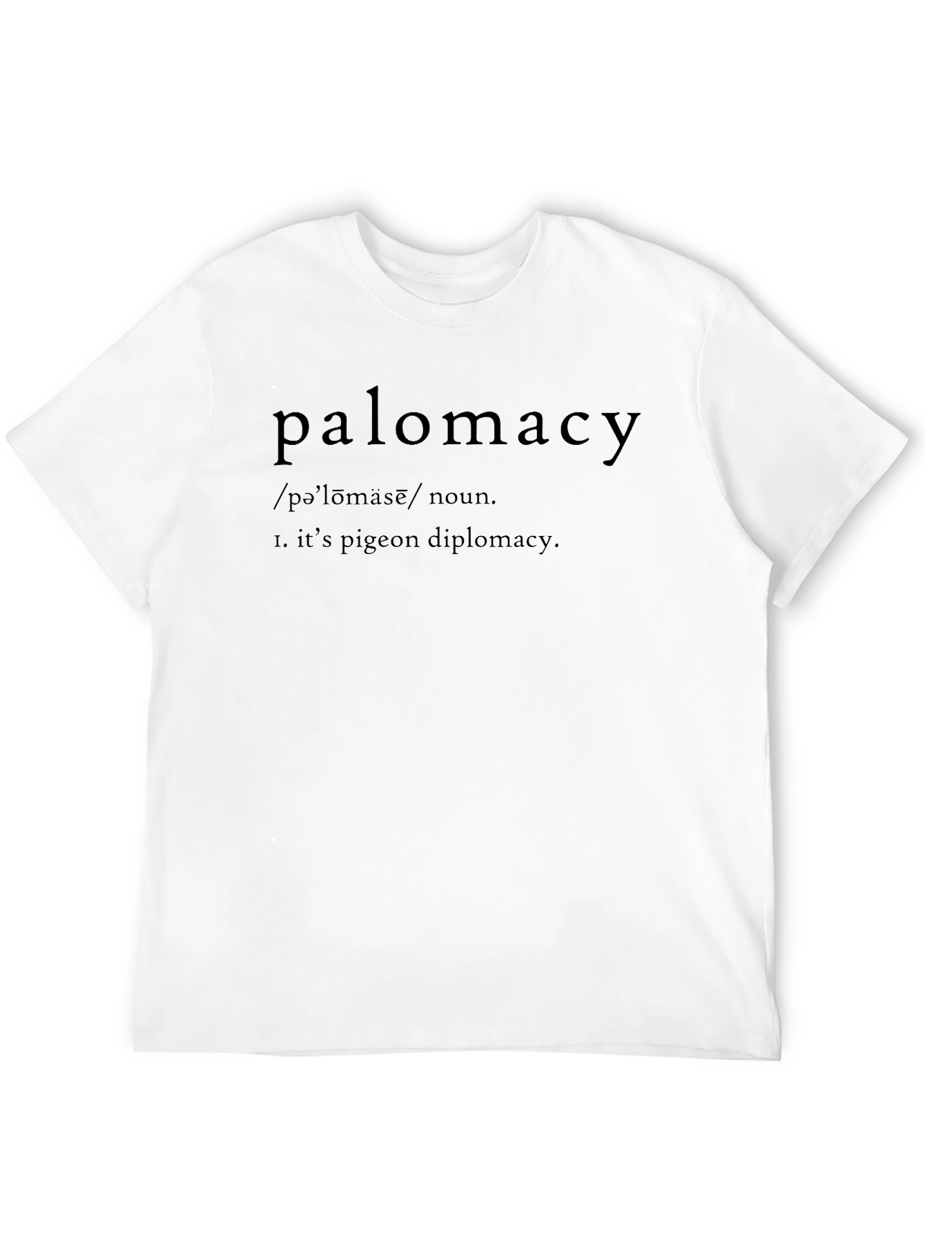 Camiseta Negra Palomacy - Diplomacia Paloma Humor