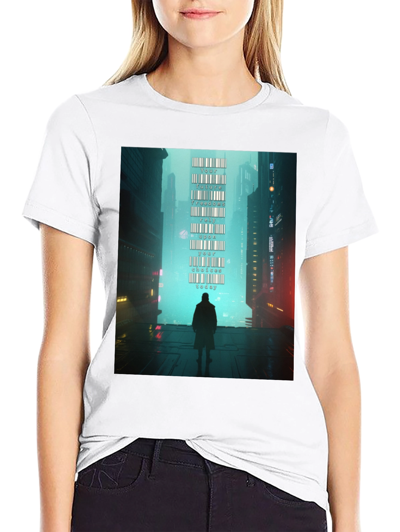 Camiseta Hombre: Futuro Cyberpunk