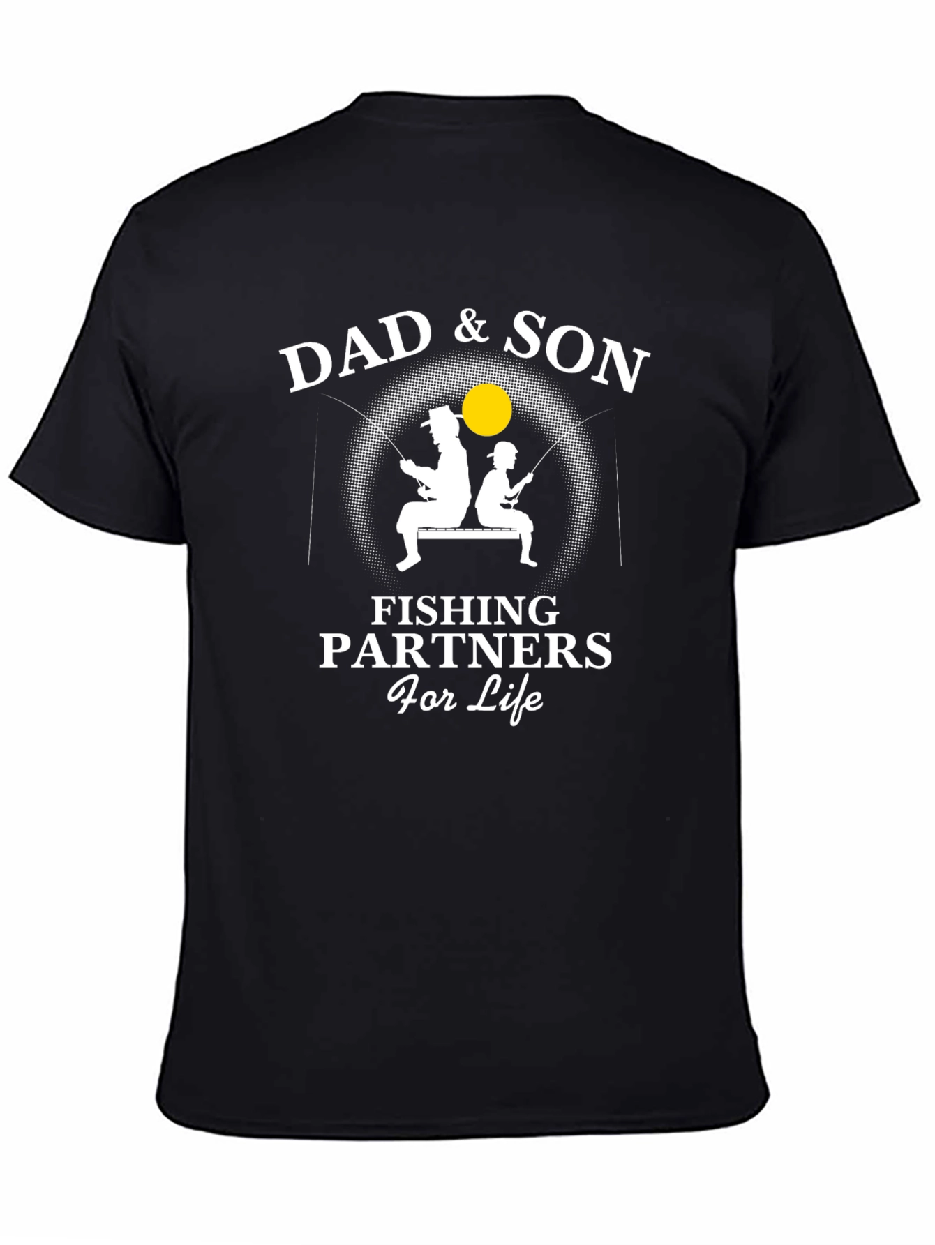 Camiseta Negra Padre e Hijo - Compañeros de Pesca