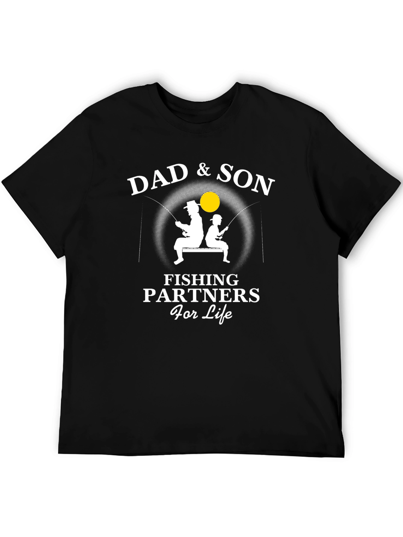 Camiseta Negra Padre e Hijo - Compañeros de Pesca