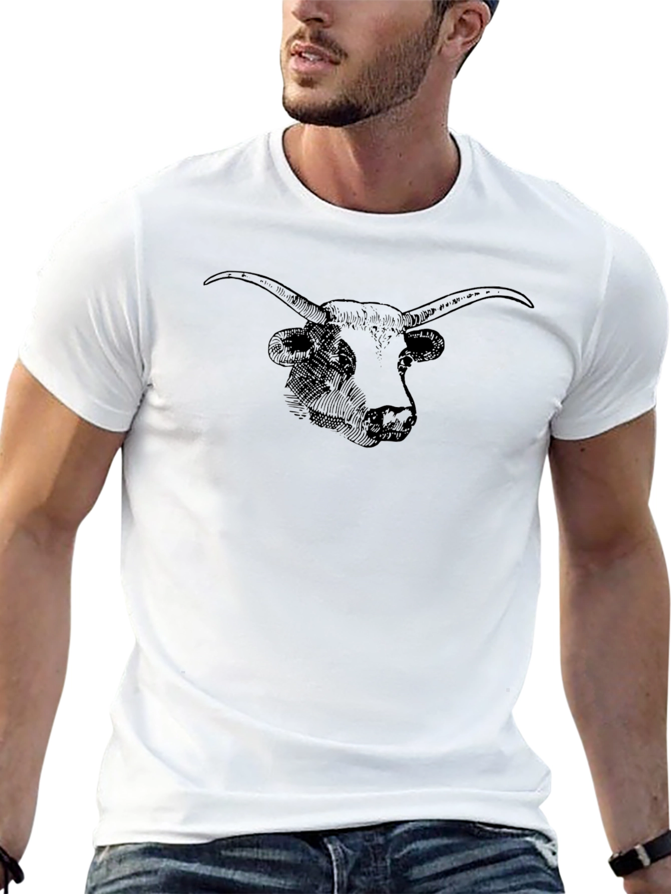 Camiseta Negra Hombre Diseño Toro