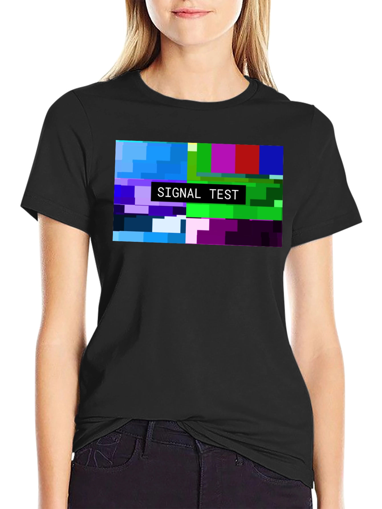 Camiseta Negra Hombre - Diseño Test de Señal