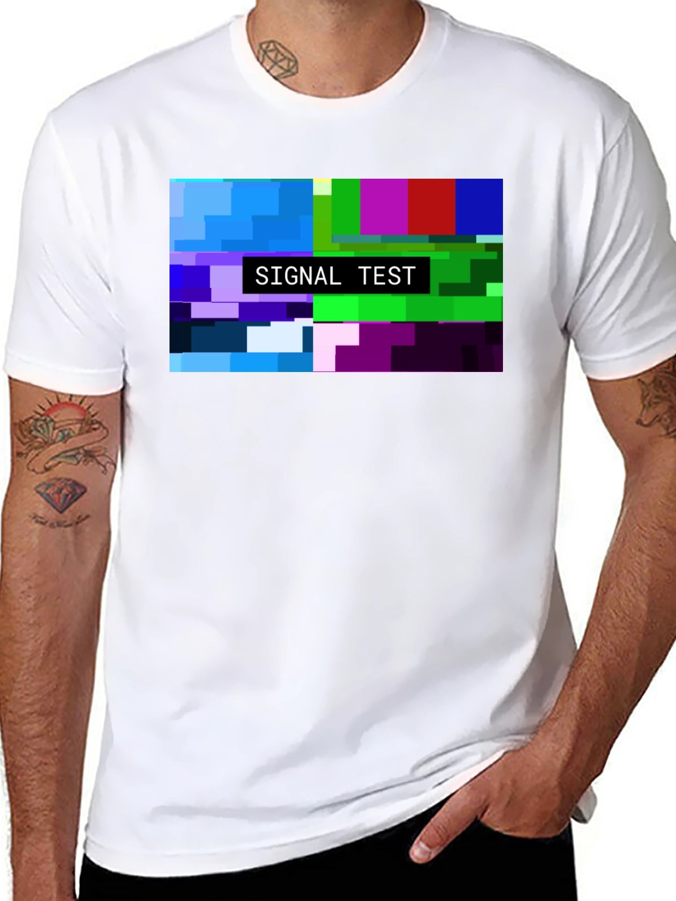Camiseta Negra Hombre - Diseño Test de Señal