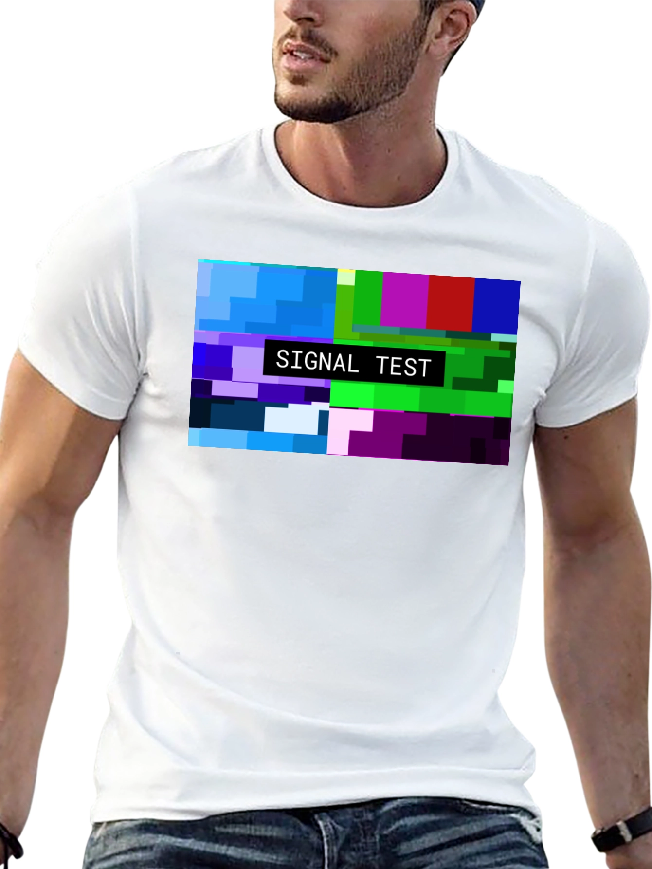 Camiseta Negra Hombre - Diseño Test de Señal