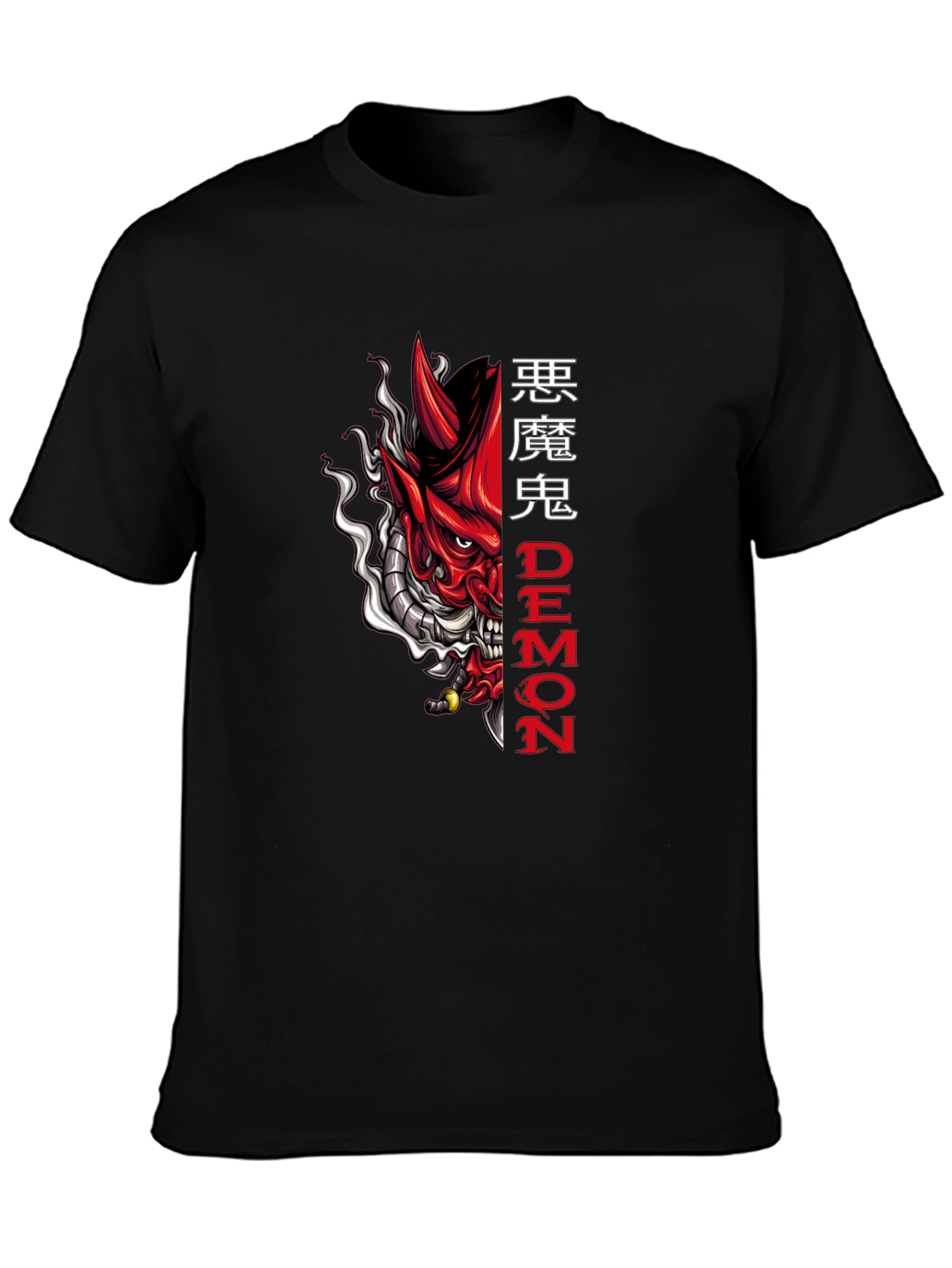 Camiseta Negra con Diseño de Demonio Japonés