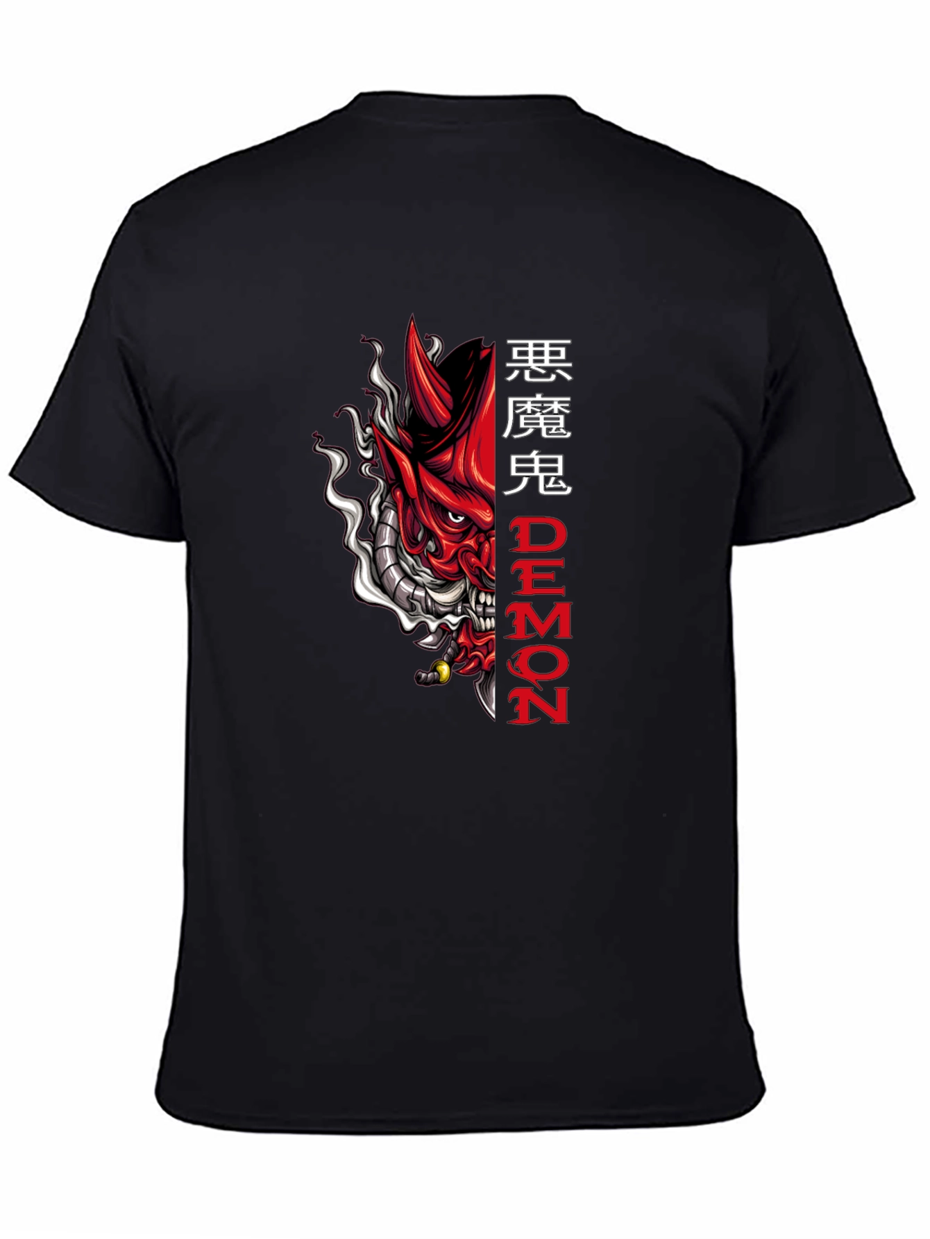 Camiseta Negra con Diseño de Demonio Japonés