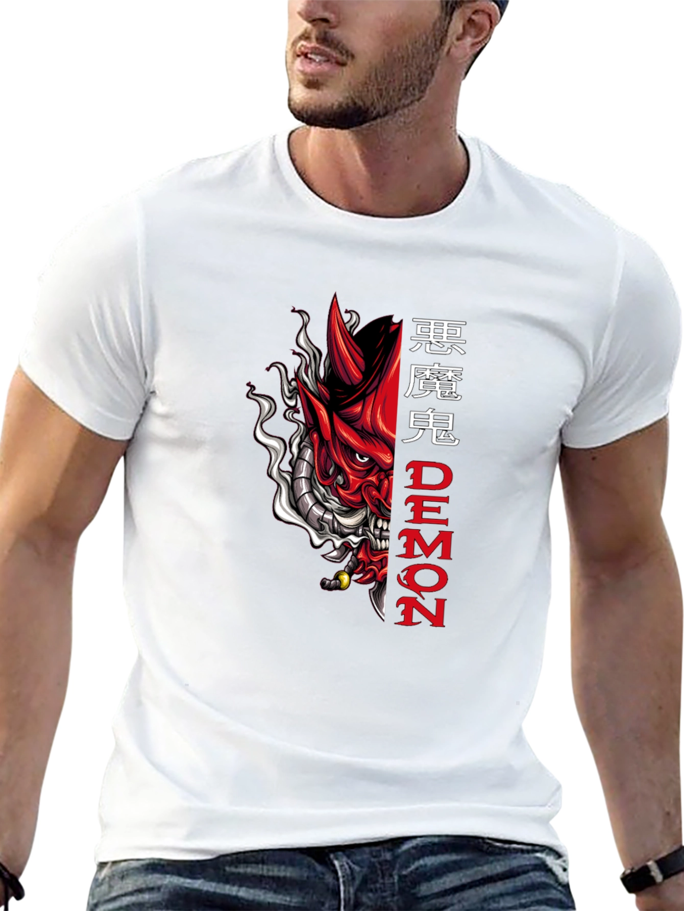 Camiseta Negra con Diseño de Demonio Japonés