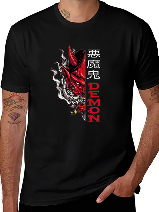 Camiseta Negra con Diseño de Demonio Japonés