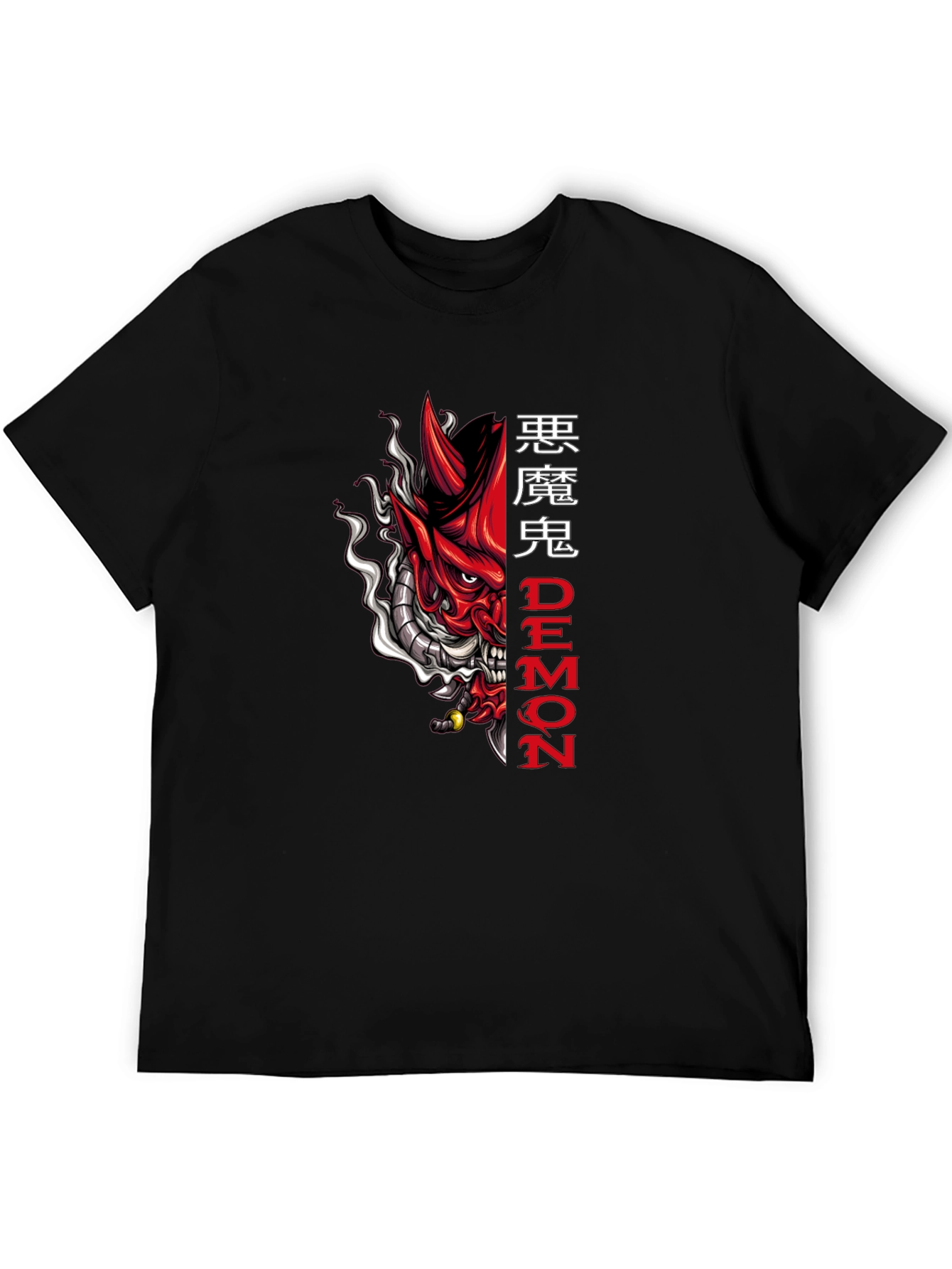 Camiseta Negra con Diseño de Demonio Japonés